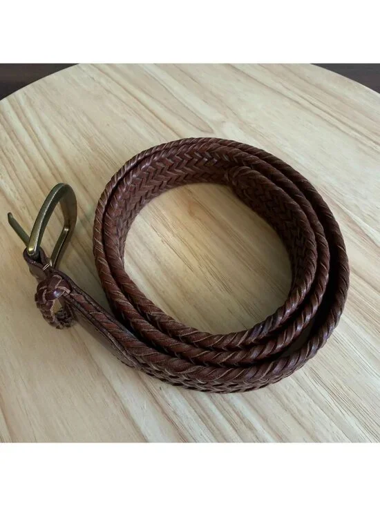 Polo Ralph Lauren Womens Braided Leather Belt With Brass Buckle Size 32 - Picture 9 of 16